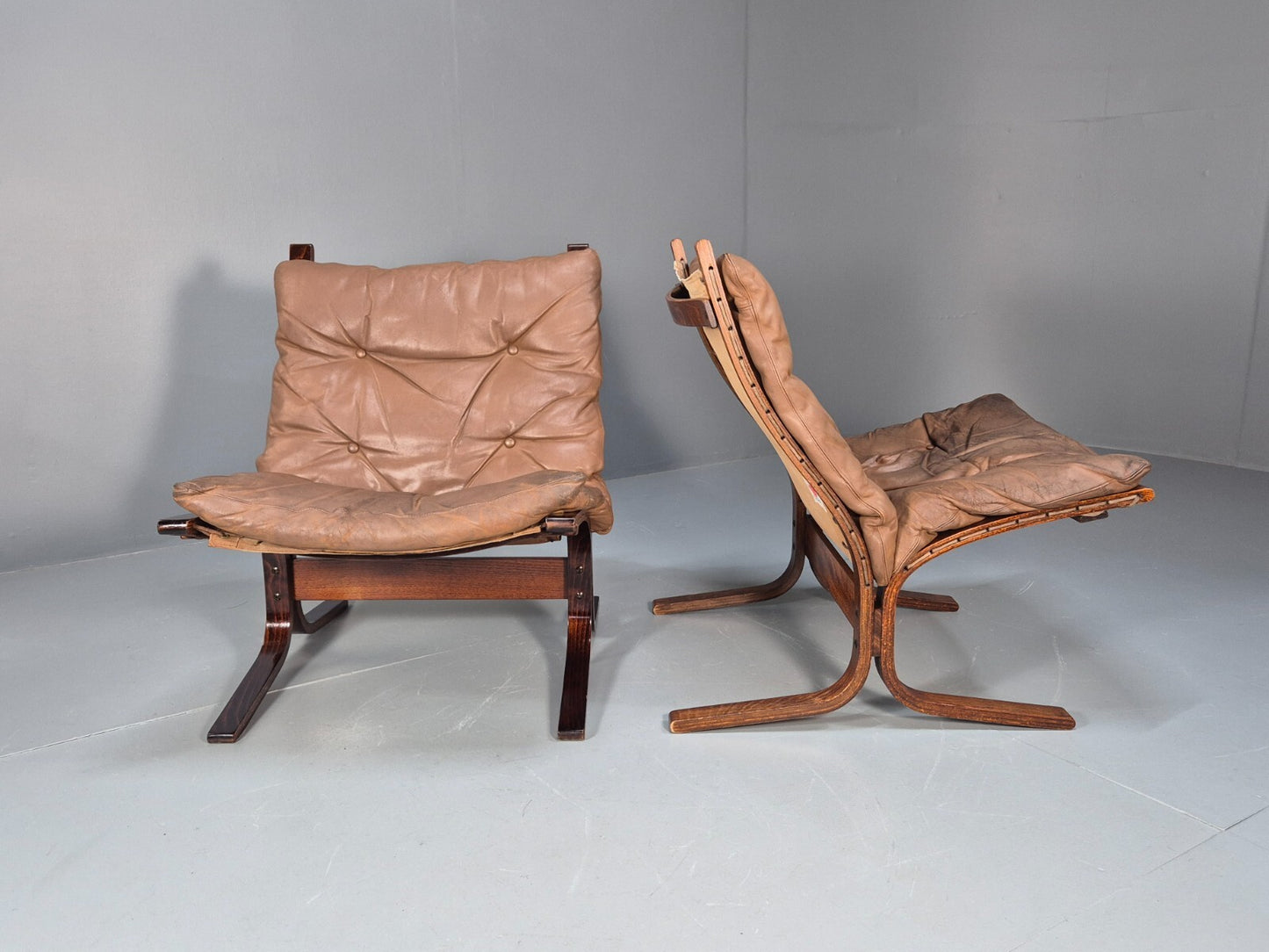Vintage Brown Leather Bentwood Siesta Chairs Westnofa Ingmar Relling EB9324 MBEN - UKDK FURNITURE