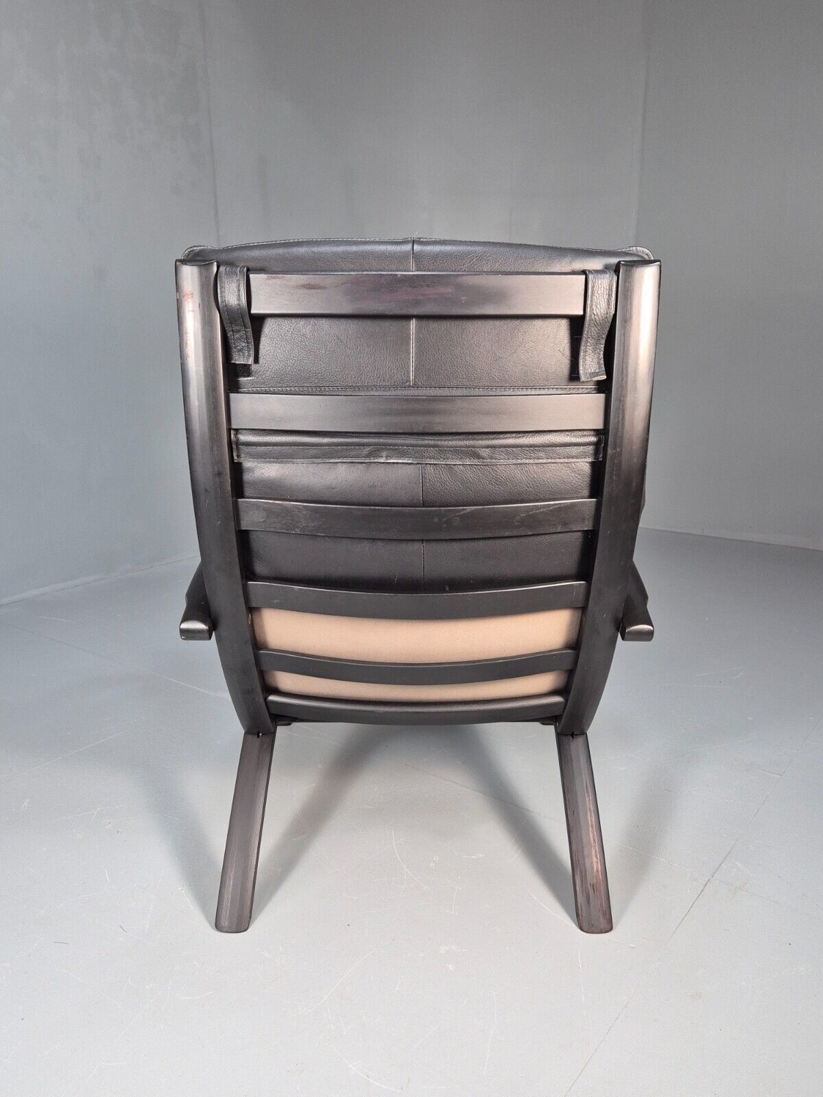 Vintage Danish Bentwood Armchair Black Leather Black Frame Reclining EB8770 MBEN - UKDK FURNITURE