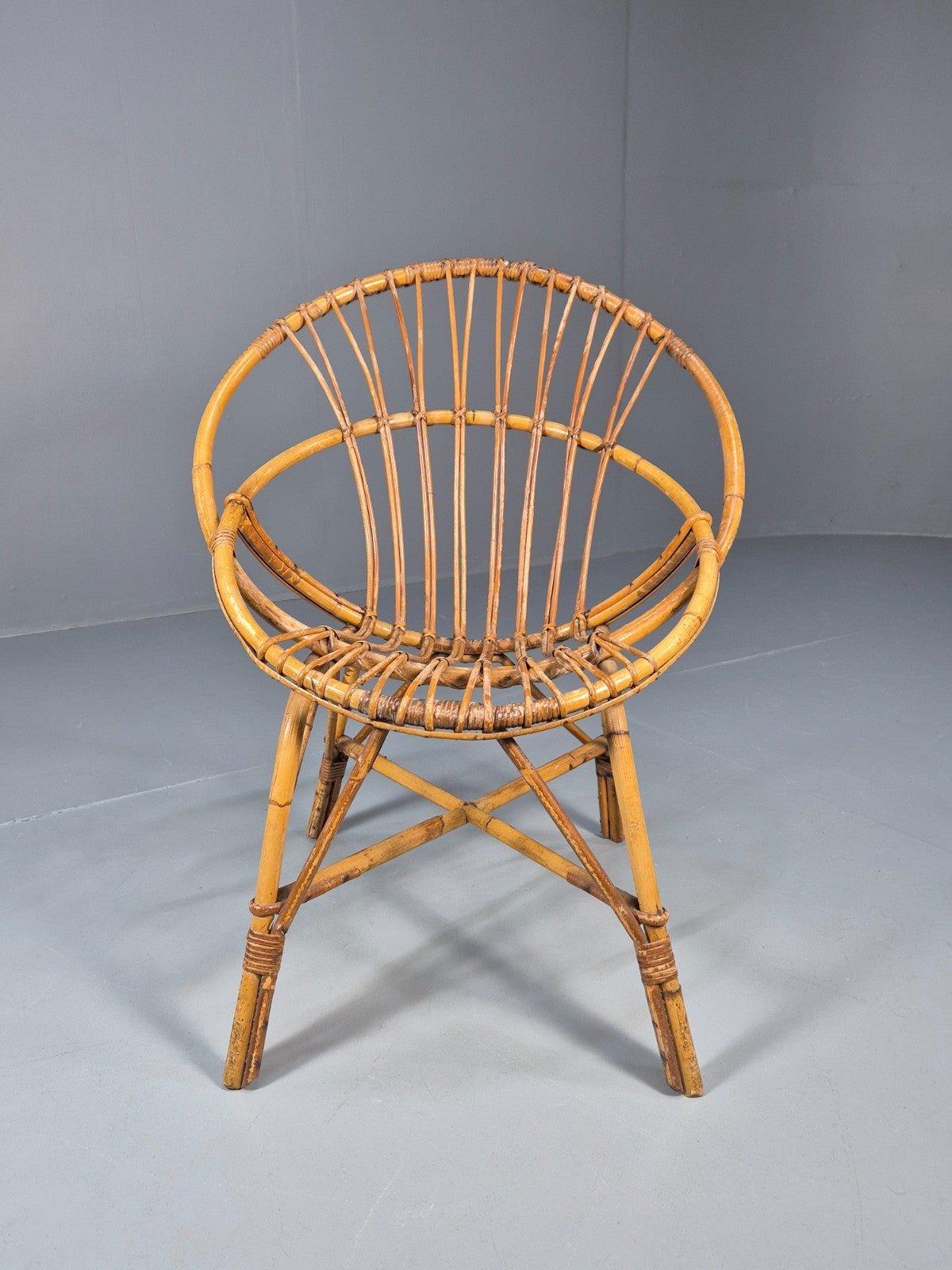 1950s Cane Work Circle Chair  Original Condition Retro EB10643 VBER1