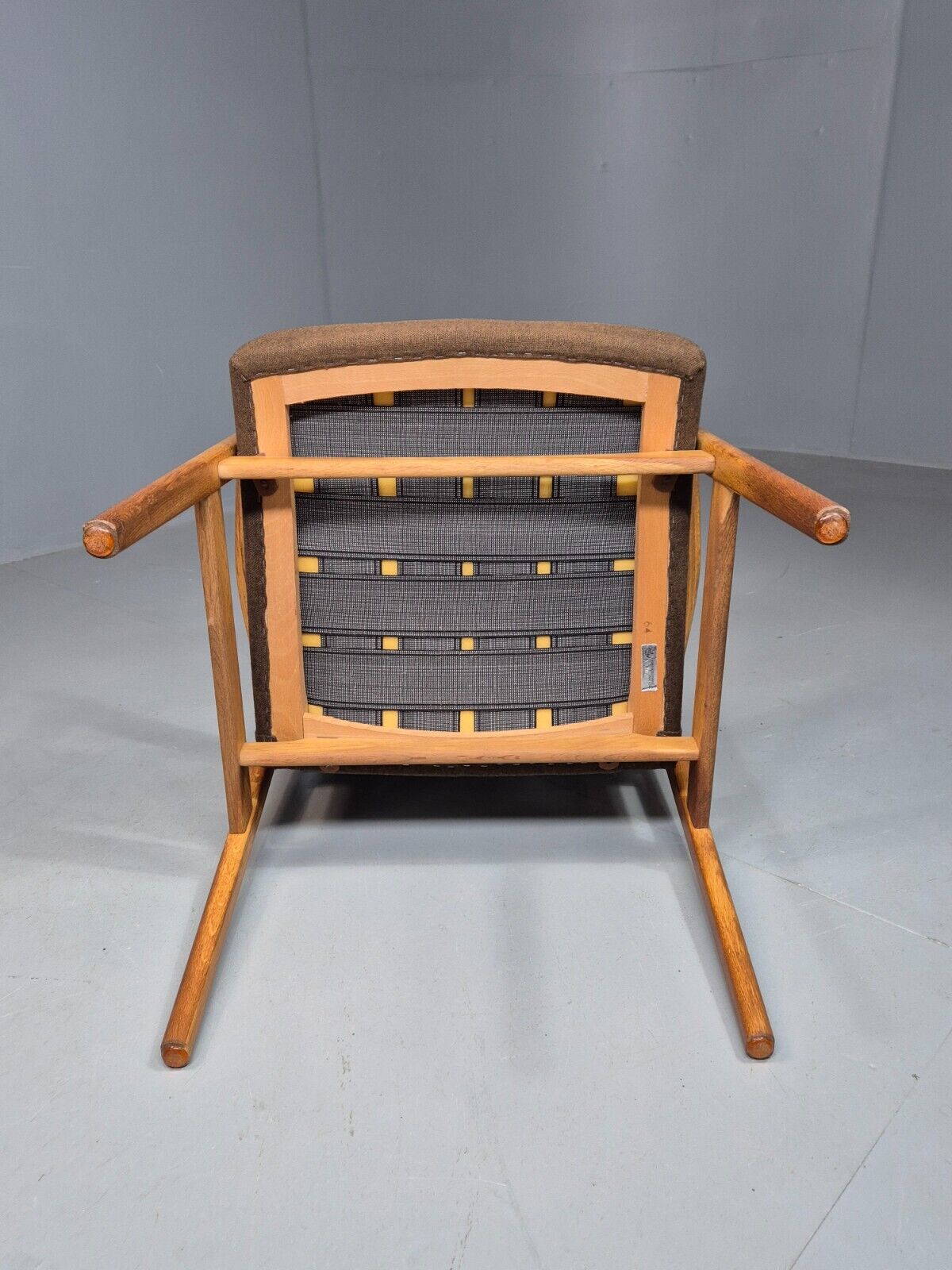 Vintage Danish Elbow Chair Green Wool Oak Hong Kirkegaard Retro MCM EB8271 MDIN - UKDK FURNITURE