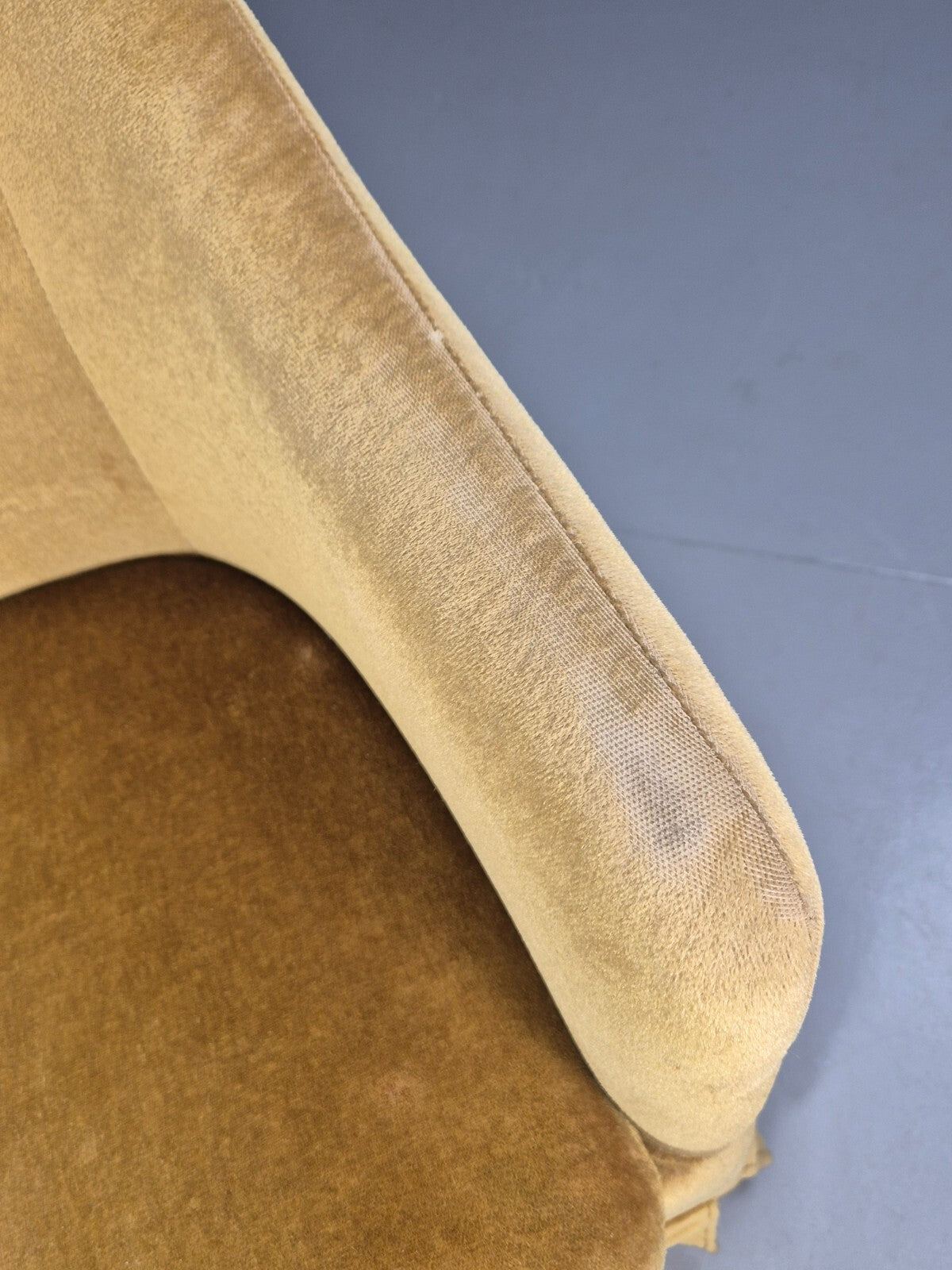 Vintage Danish Gold Velour Tub Chair Deco Stylings Skirted 1980s EB9007 VCLO - UKDK FURNITURE