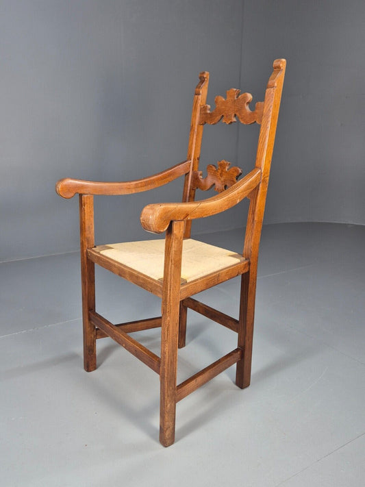Vintage Danish Elbow Chair Cord Seated Mahogany Antique 1900s EB8868 VDIN - UKDK FURNITURE