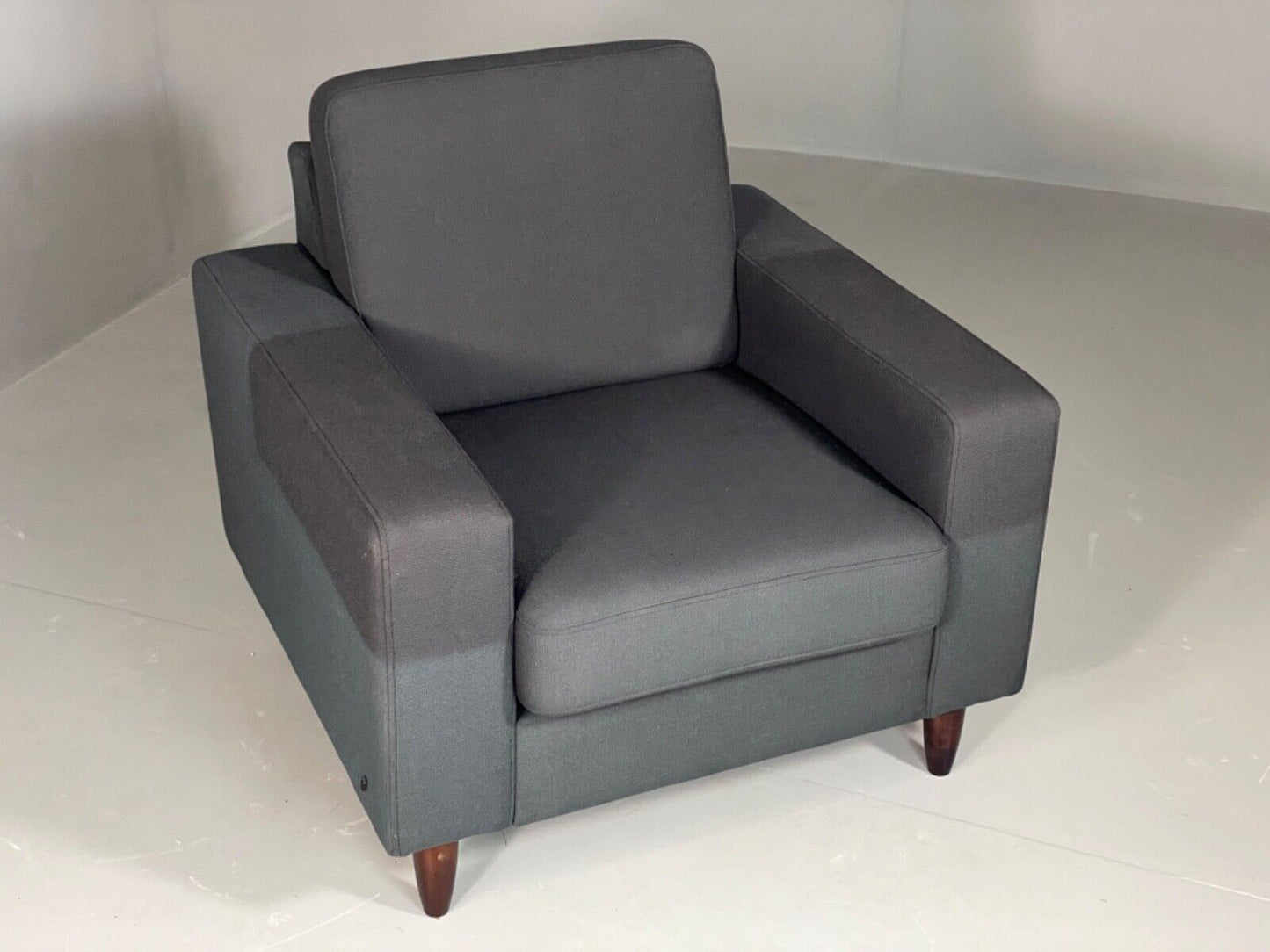 Vintage Danish Lounge Chair by Hurup Slate Grey Fabric Retro MCM EB6116 MNOR - UKDK FURNITURE