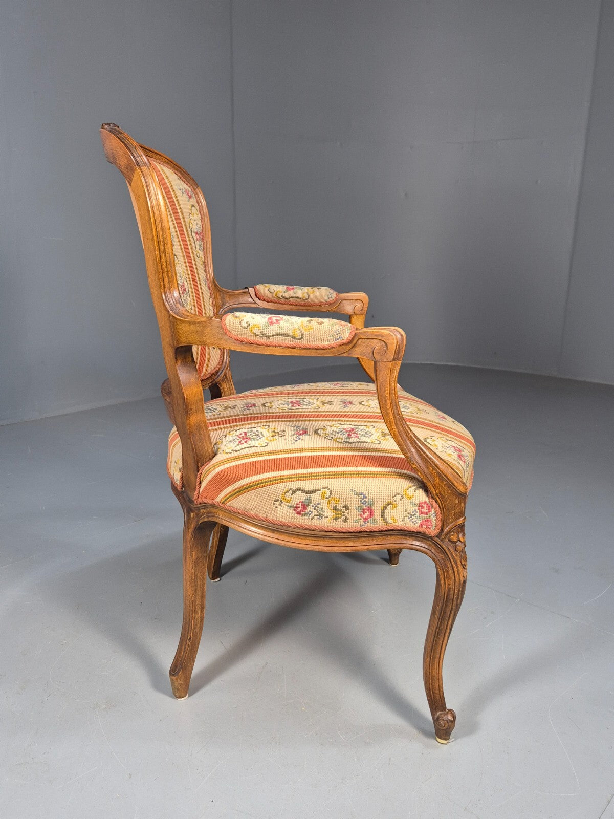 Vintage Danish Armchair in French Rococo Style Floral 1960s EB9618 VCAR - UKDK FURNITURE