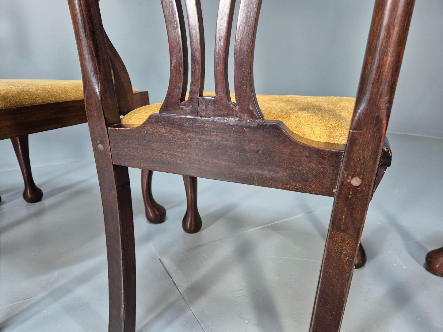 4 Antique Chippendale Revival Mahogany Dining Chairs 1900s EB9480 VDIN - UKDK FURNITURE