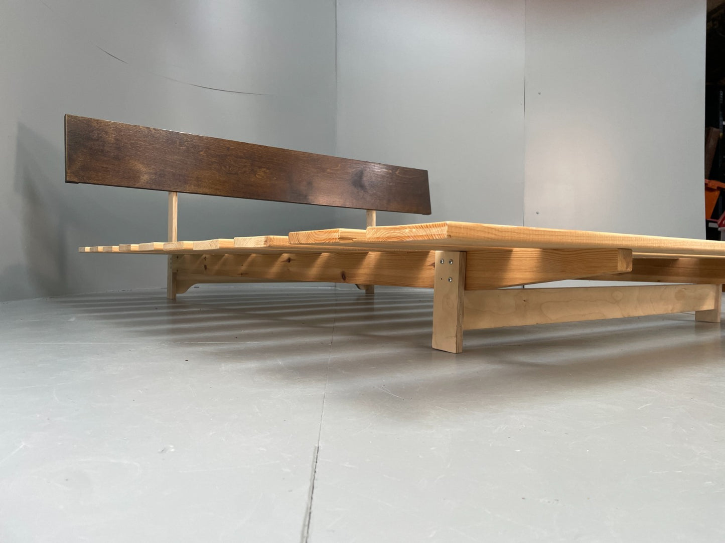 King Size Bed Frame With Plywood Headboard Minimalist Style EB10948 MWOO8