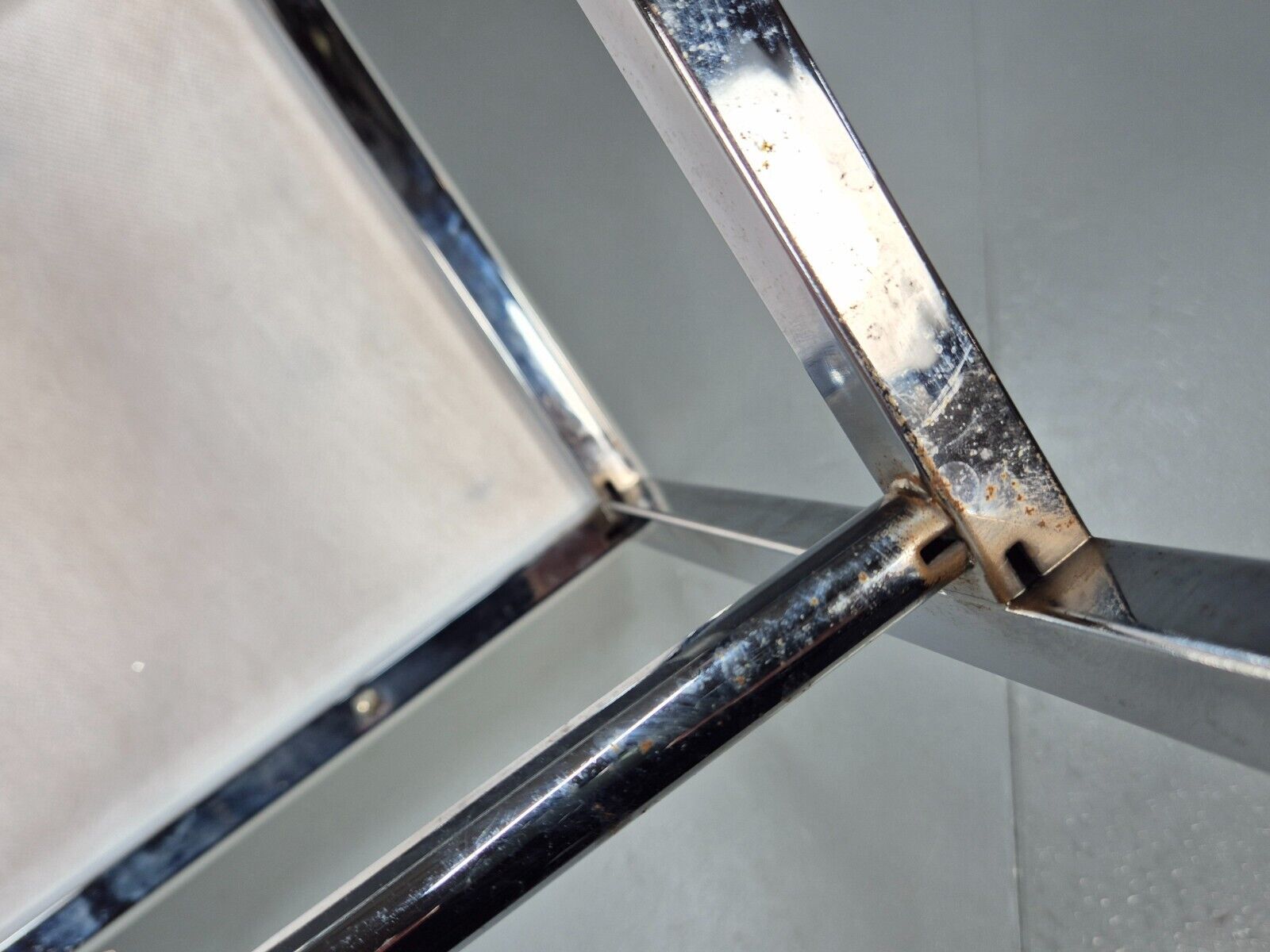 VintagePiano or Dressing Table Stool White Vinyl Chrome 1980s Retro EB9162 MFOO - UKDK FURNITURE