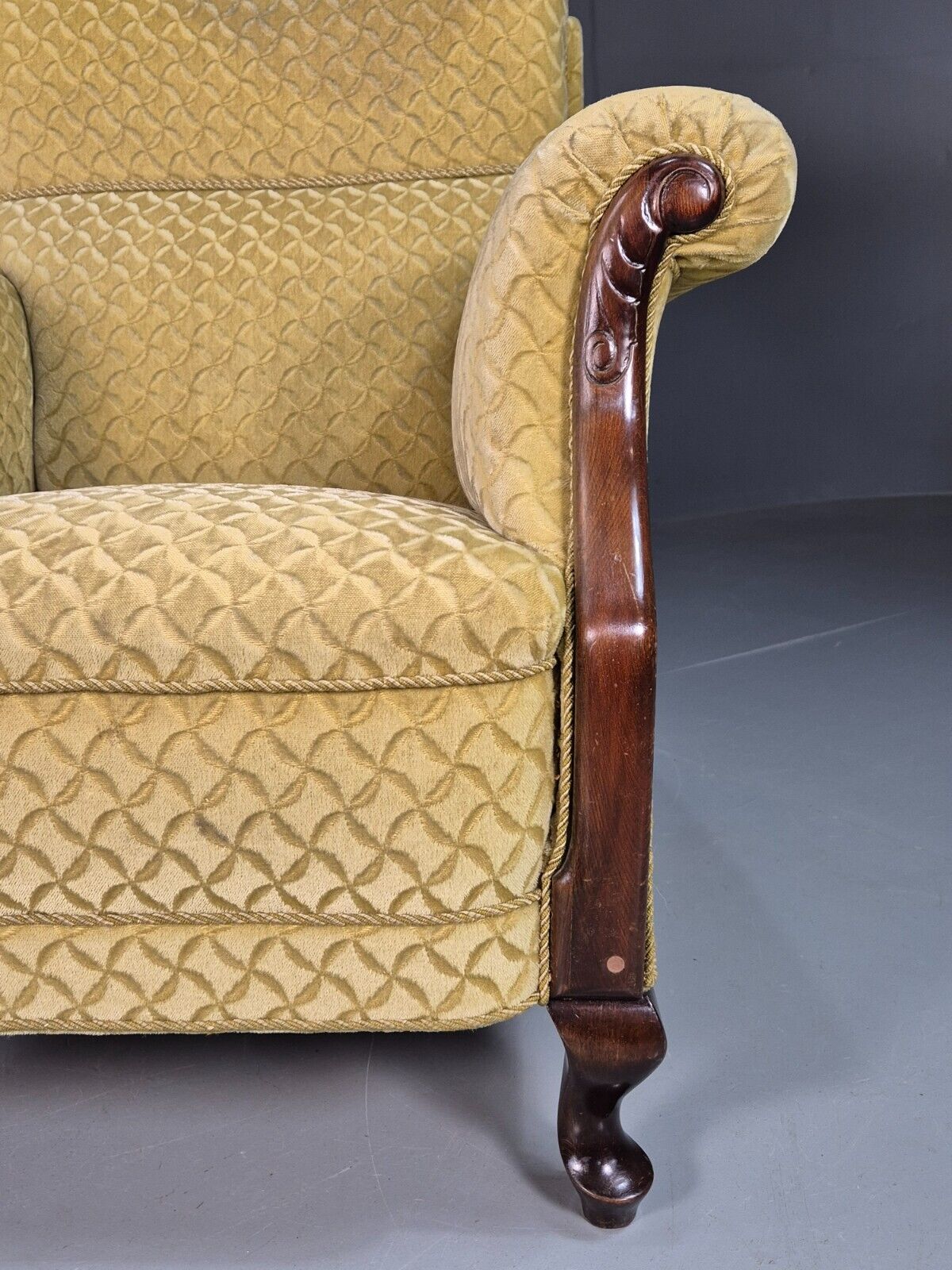 Vintage Danish Lounge Chair Gold Moquette Art Deco 1930s Antique EB8223 VCLO - UKDK FURNITURE