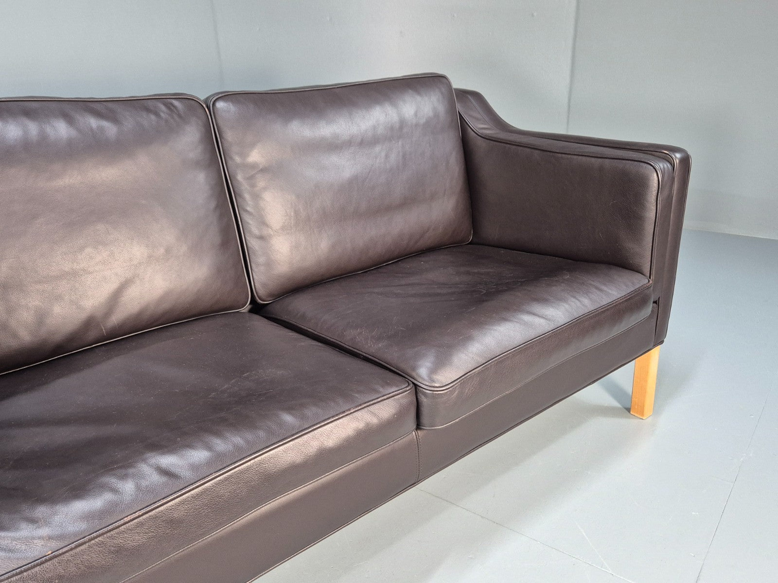 Mid Century Two Seater Sofa Danish Black Leather Mogensen Vintage  EB10107 M2SS3