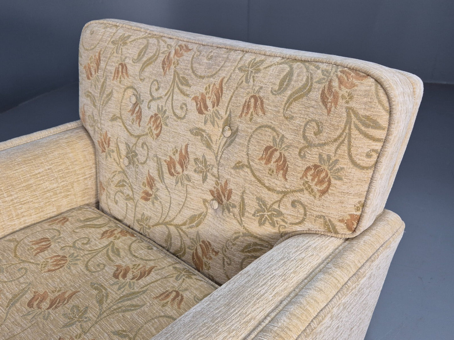 Vintage 1960s Lounge Chair in Cream Floral Retro MCM EB9682 MNOR - UKDK FURNITURE