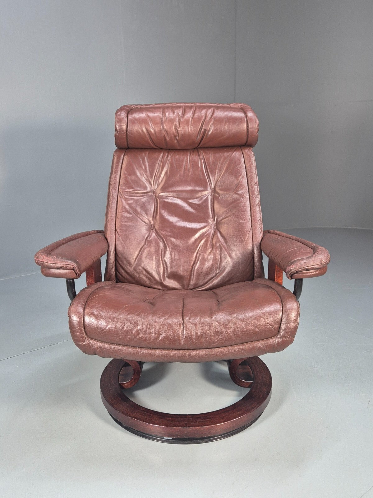 Brown Leather Ekorness Stressless Swivel Reclining Chair Vintage EB9279 MSWI - UKDK FURNITURE