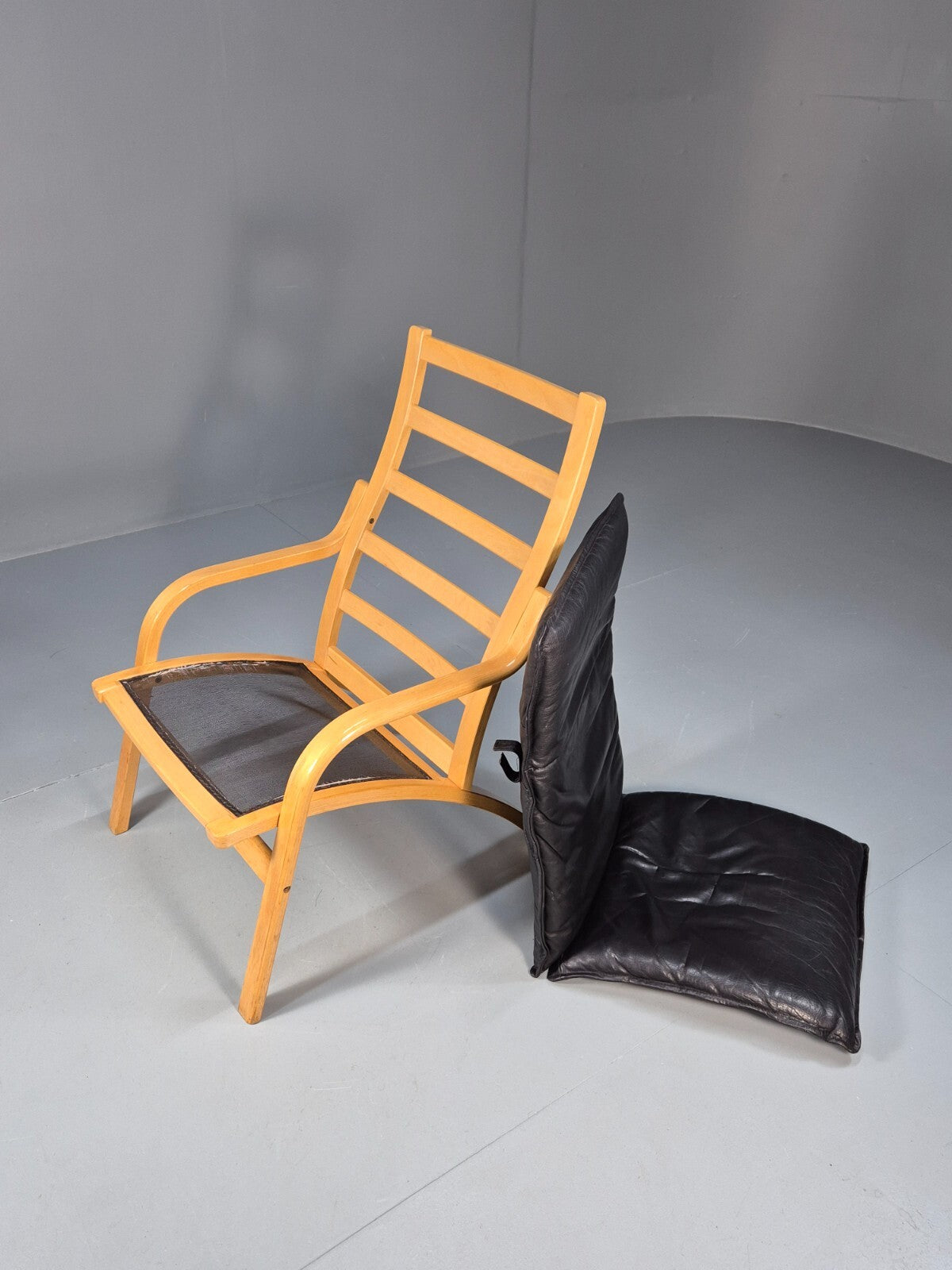 Vintage Stouby Black Leather Bentwood Armchair Retro Danish EB9297 MBEN - UKDK FURNITURE