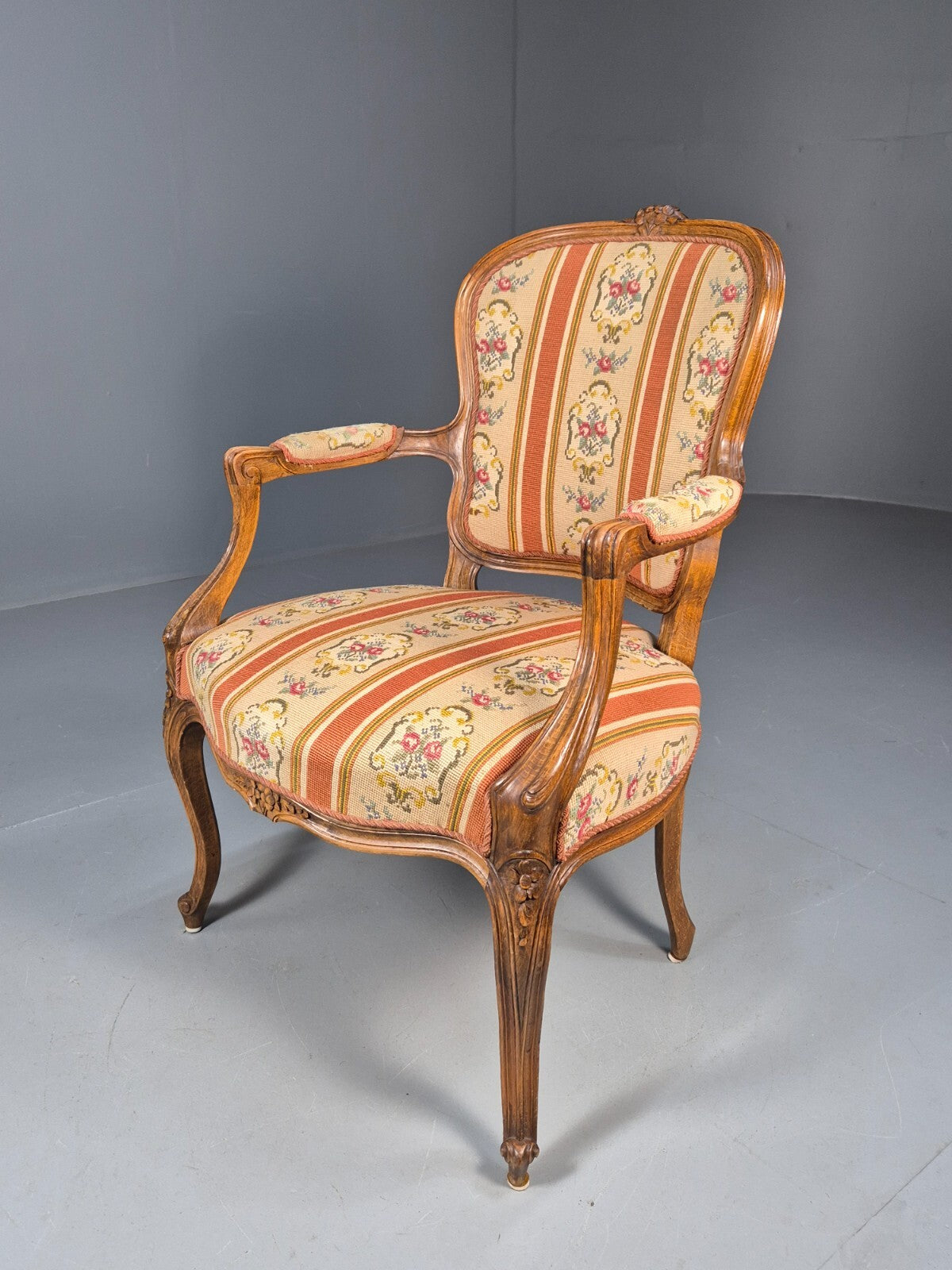 Vintage Danish Armchair in French Rococo Style Floral 1960s EB9618 VCAR - UKDK FURNITURE