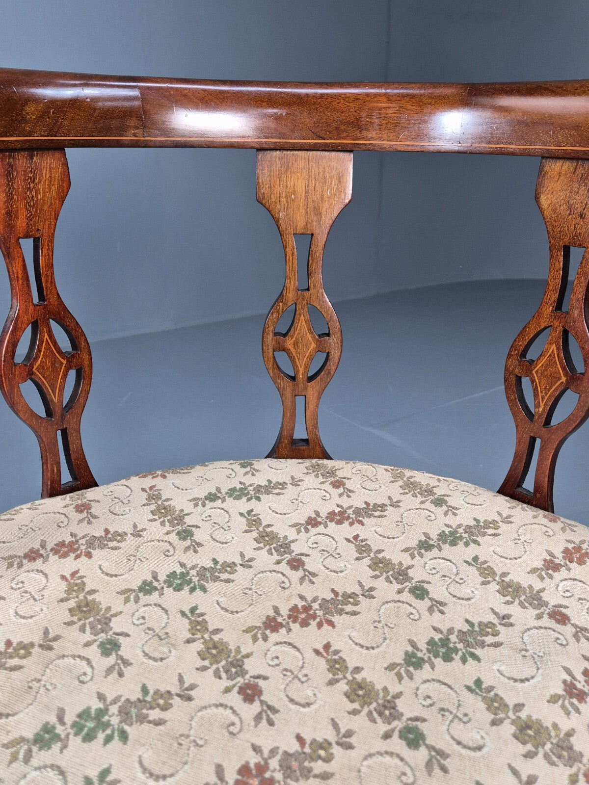 Antique Walnut Tub Chair Edwardian Sheraton Revival 1900s EB9476 VCLO - UKDK FURNITURE