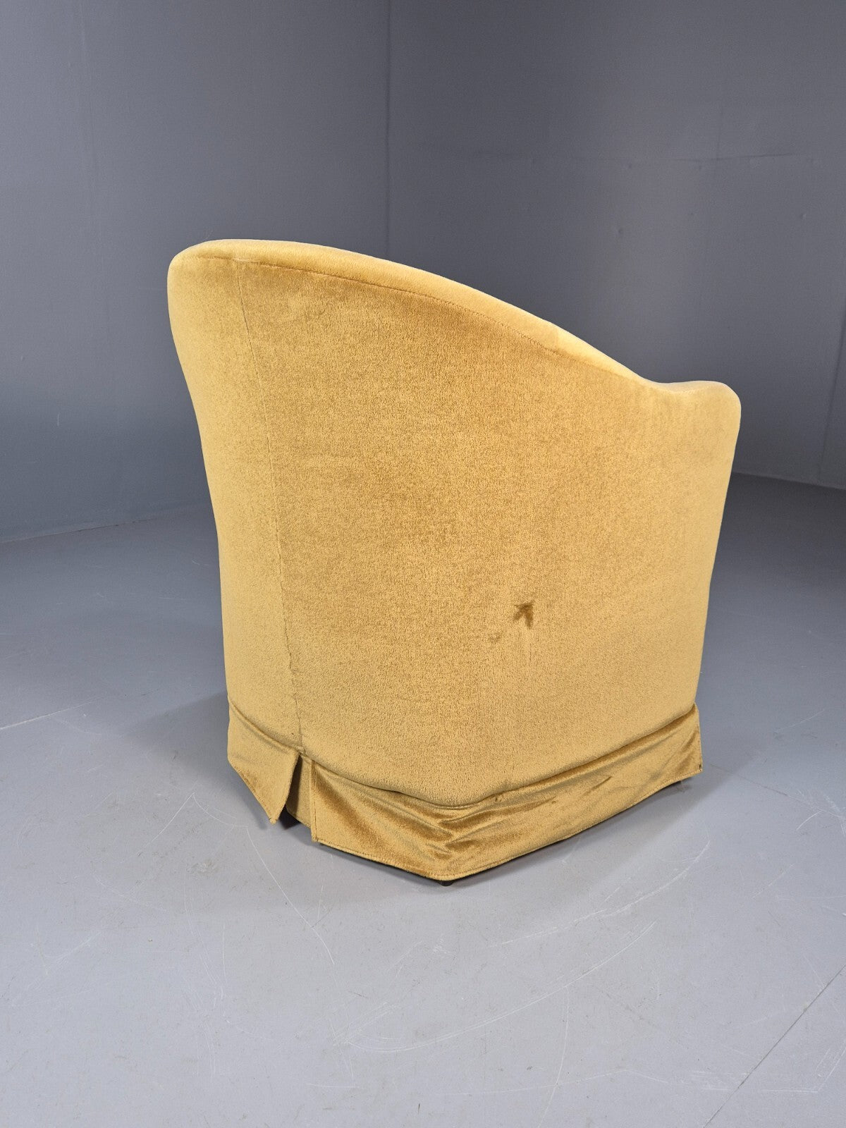 Vintage Danish Gold Velour Tub Chair Deco Stylings Skirted 1980s EB9007 VCLO - UKDK FURNITURE