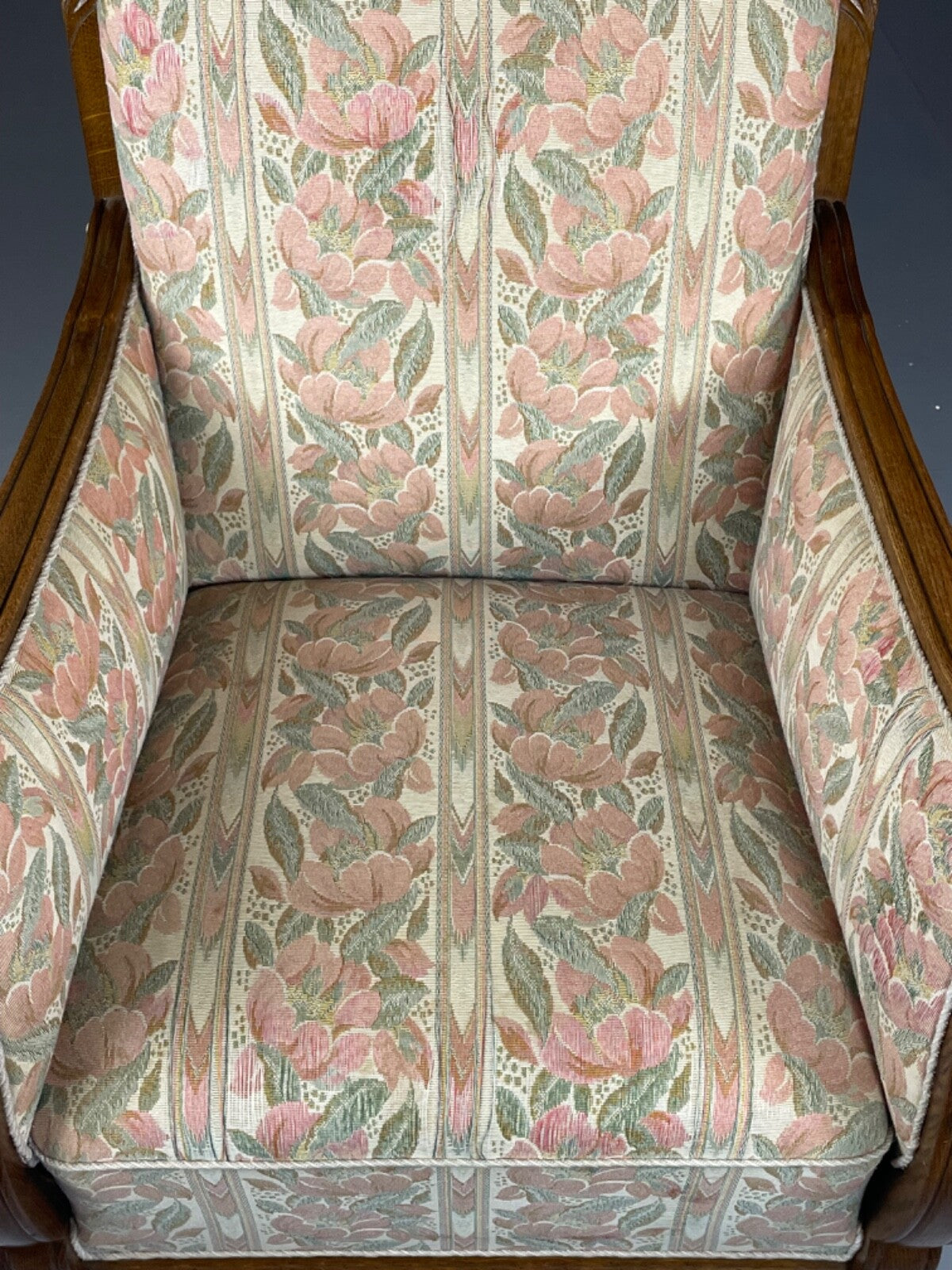 Danish Upholstered Armchair Circa 1930s Oak Framed Floral Retro EB4510 VCAR17