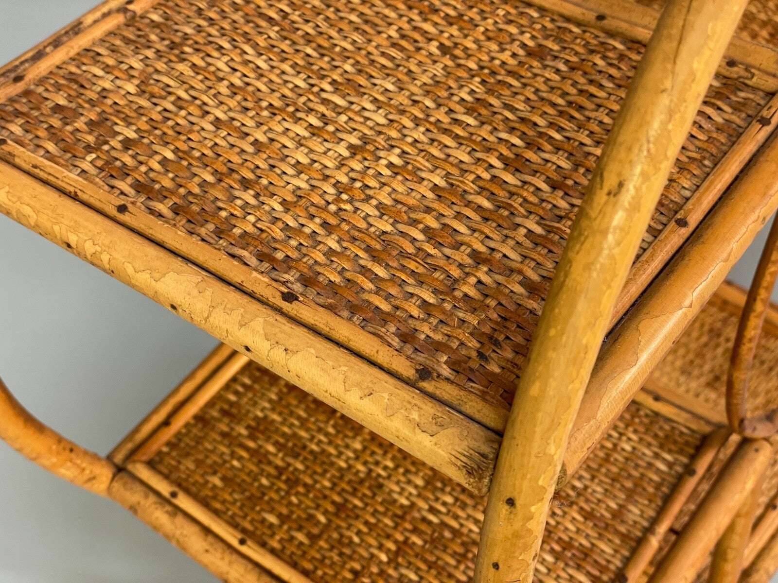 Antique Art Deco Bamboo And Wicker Circular Small Display Shelving EB9737 MWOO - UKDK FURNITURE