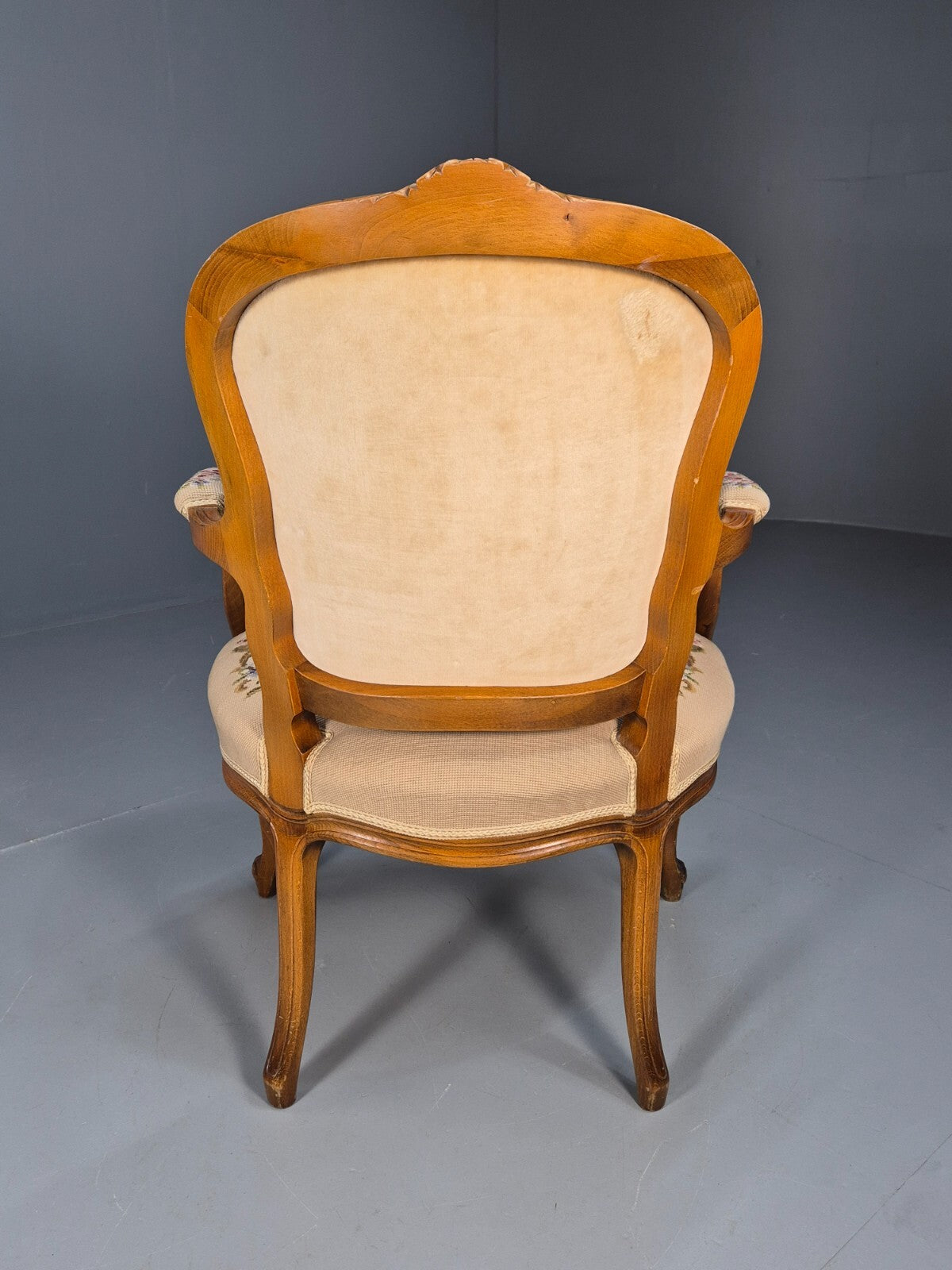 Vintage Armchair Embroidered Floral Pattern Louis XVI Style Beech EB9564 VCLO - UKDK FURNITURE