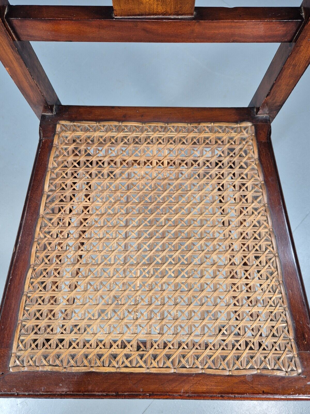 Vintage Dining Chair Rattan Mahogany Pad Feet Antique EB9150 VDIN - UKDK FURNITURE