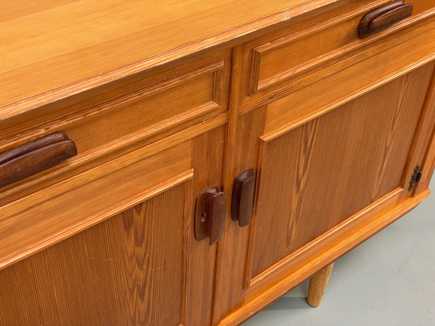 Vintage Pine Sideboard With Teak Handles Retro Unique Design EB9427 MWOO - UKDK FURNITURE