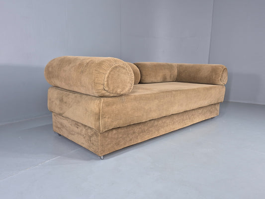 Vintage 1970s Bed Settee Habitat Brown Corduroy Retro Modern Design EB11850 M4SS1