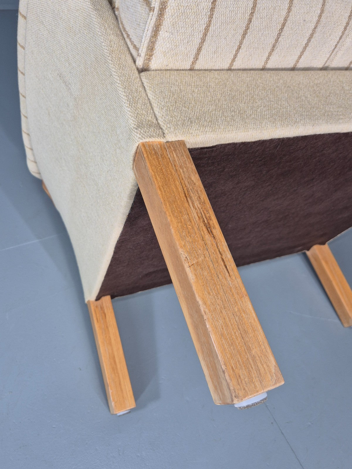 1970s Lounge Chair Vintage Denmark Nielaus Cream Wool MCM Retro EB11307 MNOR21