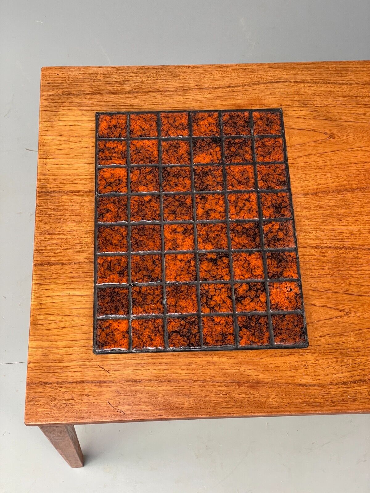 Vintage Danish Teak and Tile Top Coffee Table 1970s Retro Orange EB6890 MWOO - UKDK FURNITURE