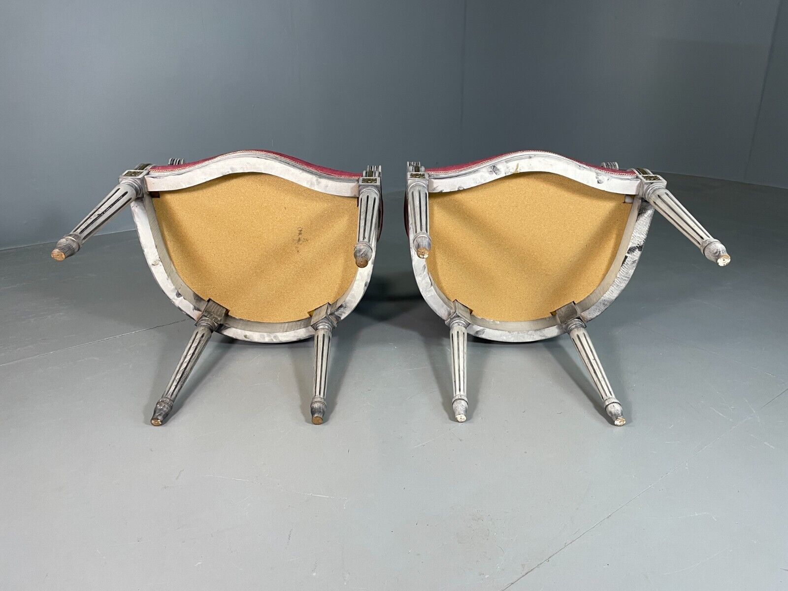2 Vintage Danish Fauteuils Pink Blue Louis XIV Antique Style EB6755 VCLO - UKDK FURNITURE