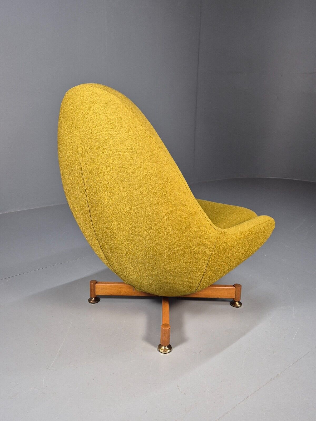 Vintage Greaves Thomas Teardrop Swivel Chair, Yellow Stretch Cover EB9222 MSWI - UKDK FURNITURE