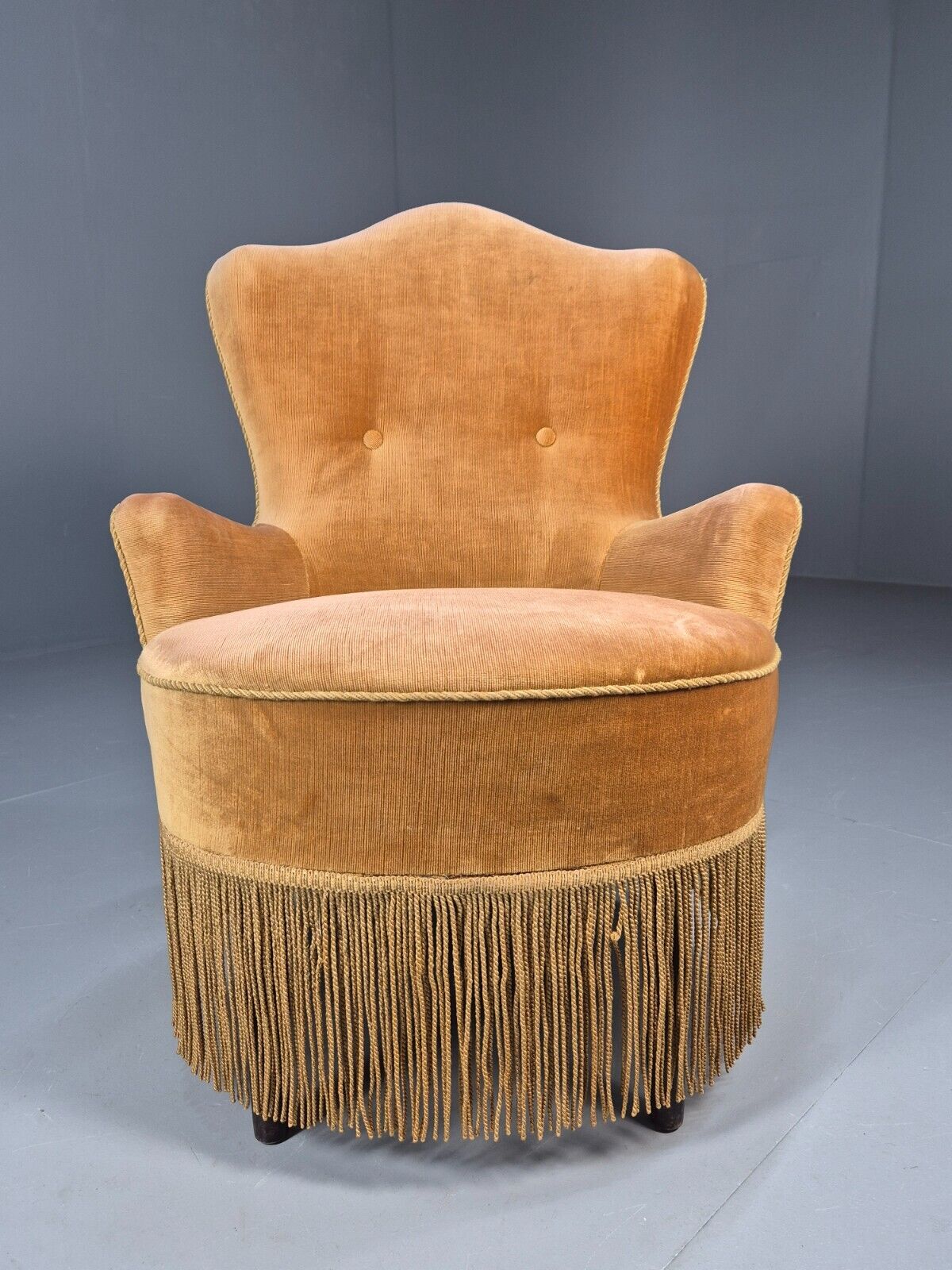 Vintage Danish Lounge Chair Gold Velour 1930s Boudoir Suite EB9136 VCLO - UKDK FURNITURE