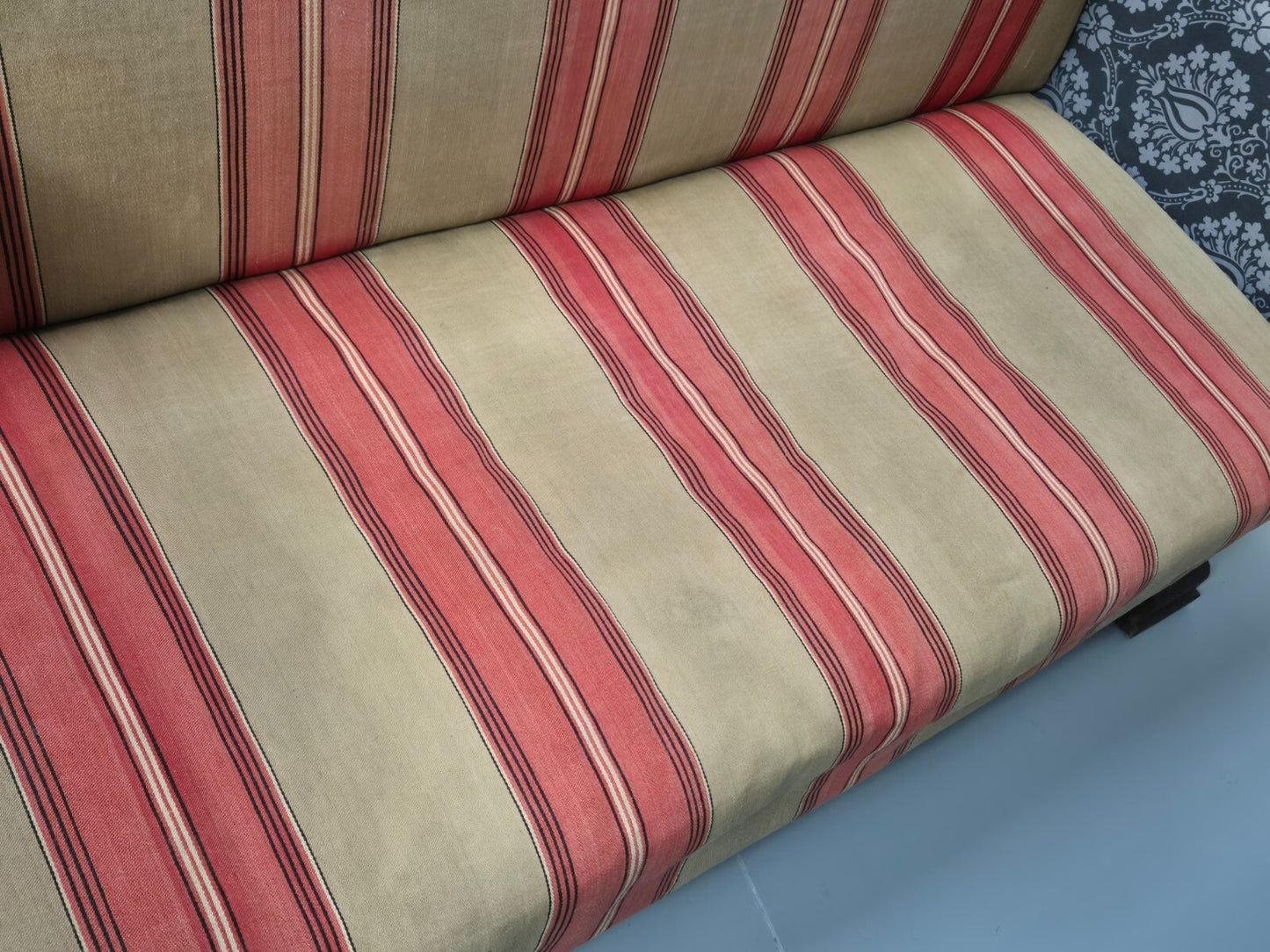 Antique Danish Oak Chest Two Seater Sofa Striped Stamped 19th Cent EB9602 V2SS - UKDK FURNITURE