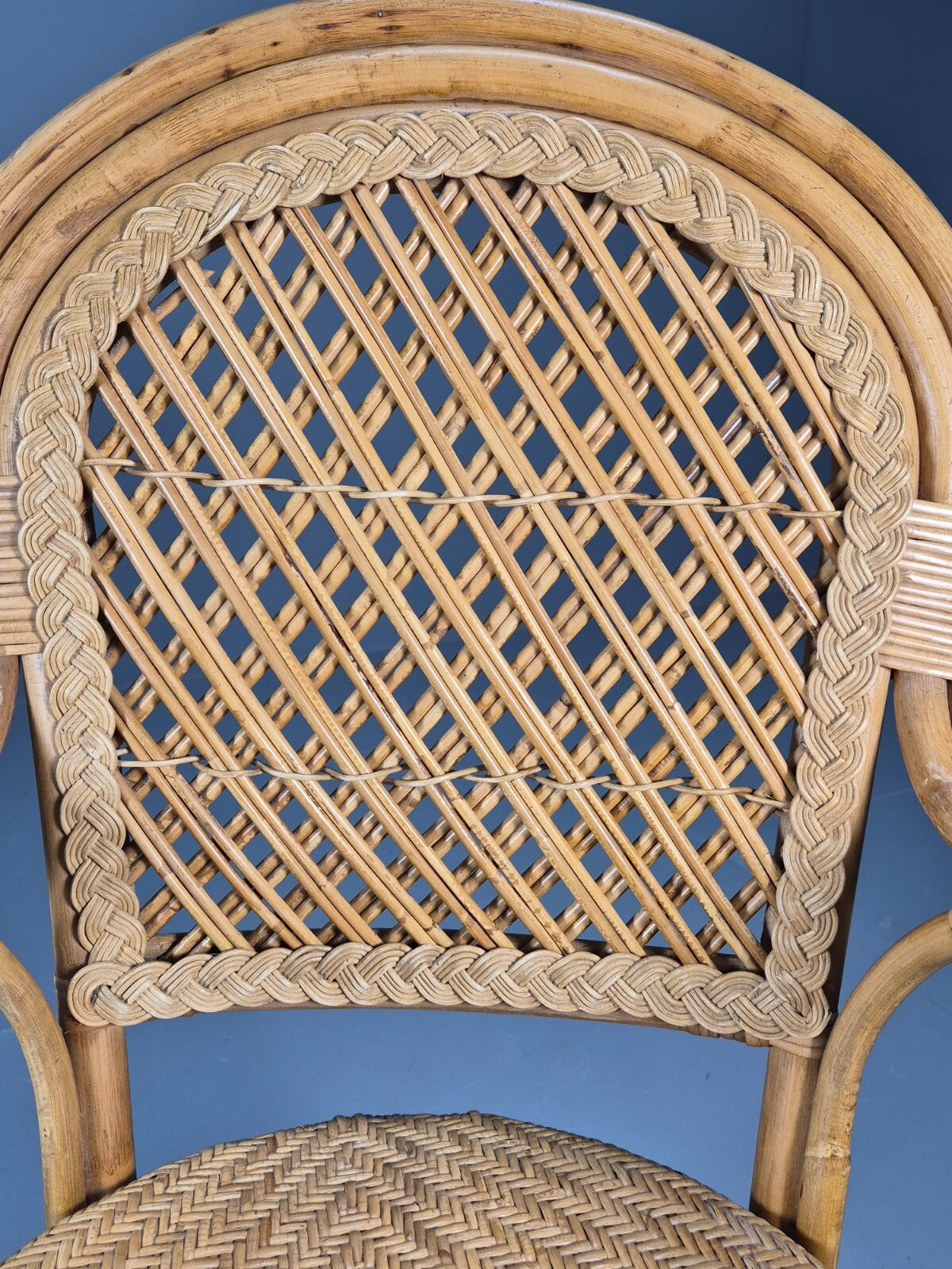 Vintage Cane Rattan Armchair 1980s Retro EB9685 VBER - UKDK FURNITURE
