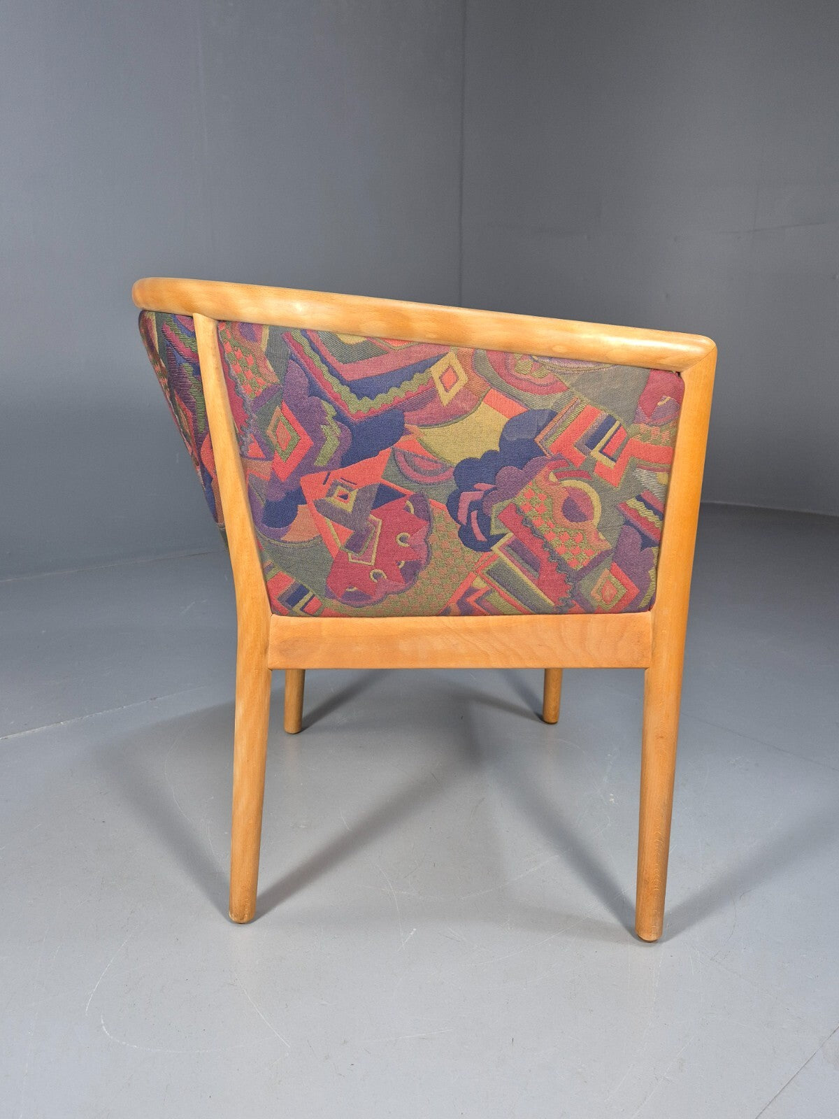 Vintage Danish Tub Chair 1980s Upholstery Beech Frame Retro MCM EB9289 MNOR - UKDK FURNITURE