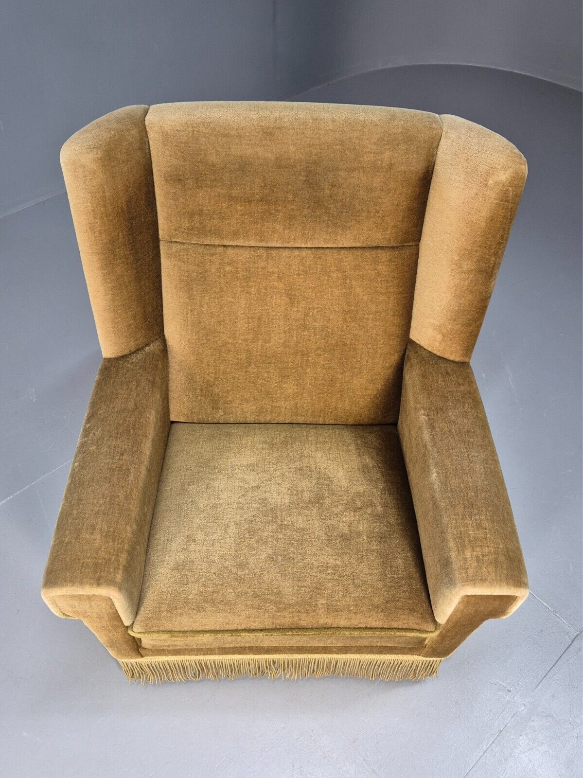 Vintage Danish Mid Century Lounge Chair Green Velour and Tassels MCM EB9041 MNOR - UKDK FURNITURE