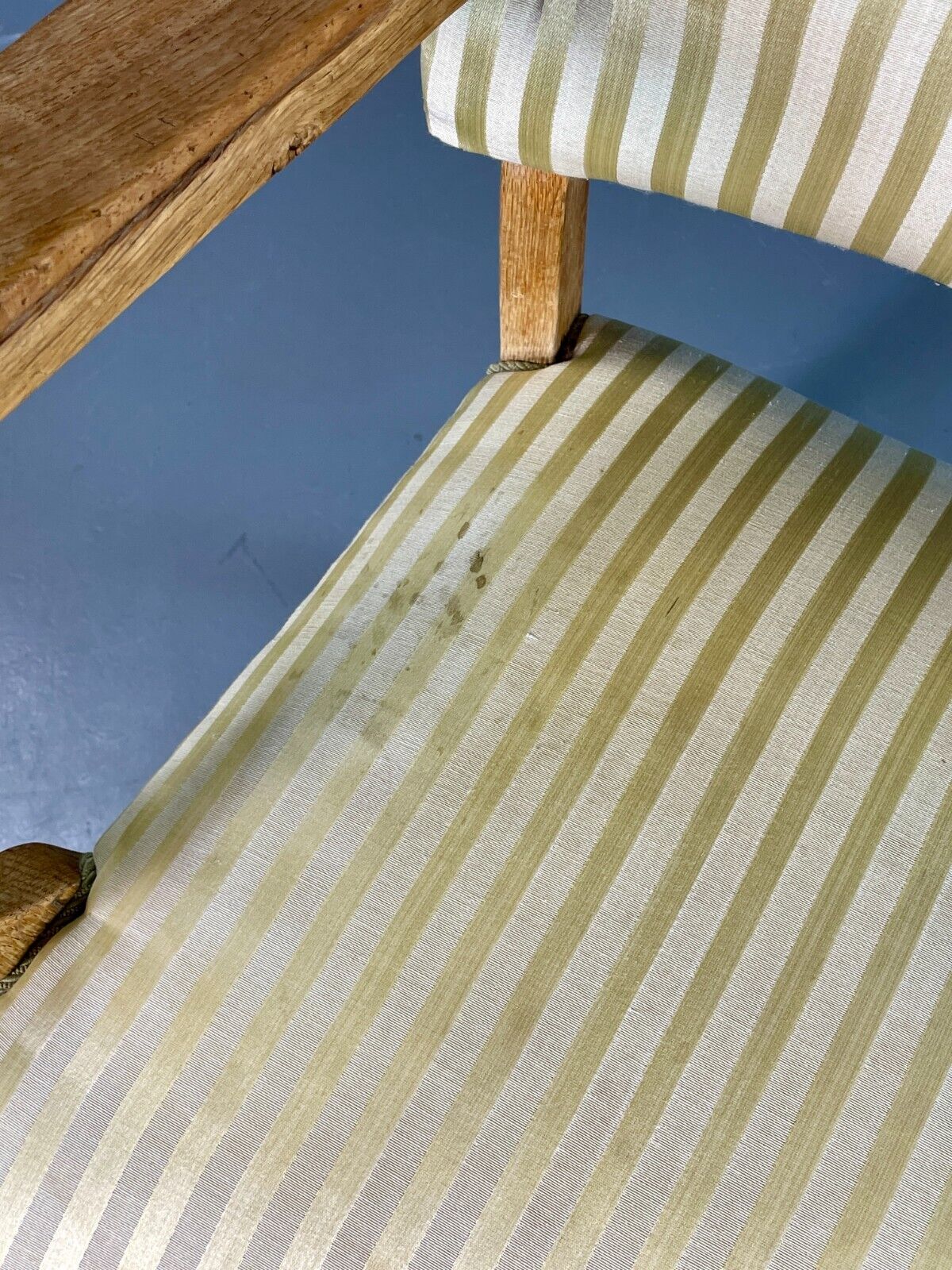 Vintage Danish Desk Chair Green Stripe Oak Frame 1950s Retro MCM EB6706 MDIN - UKDK FURNITURE