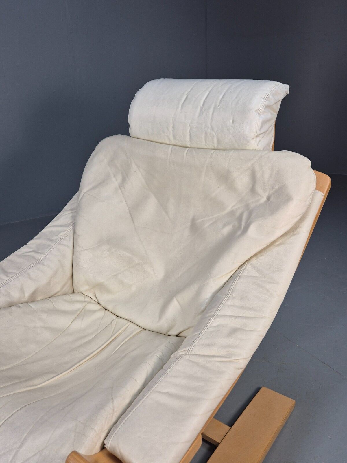 Vintage Swedish Lounge Chair Cream Leather Bentwood Krokken 1970s EB8750 MBEN - UKDK FURNITURE