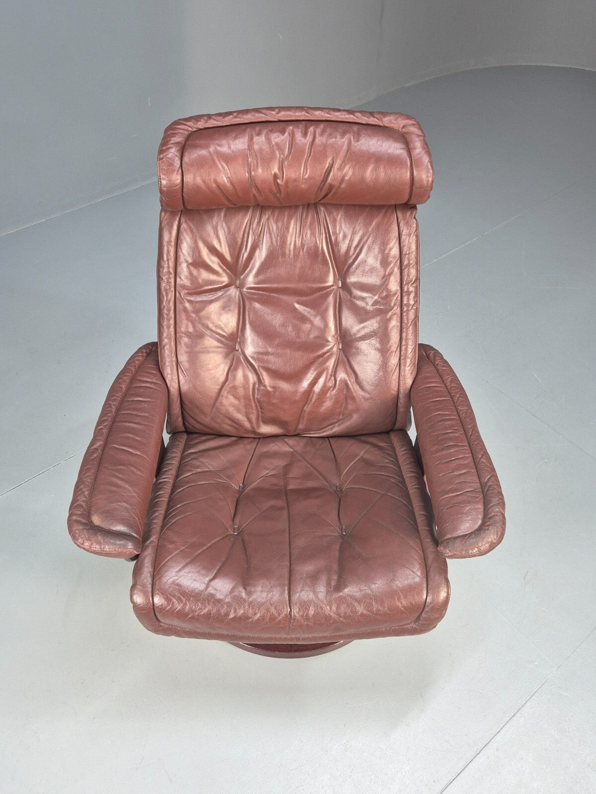 Brown Leather Ekorness Stressless Swivel Reclining Chair Vintage EB9279 MSWI - UKDK FURNITURE