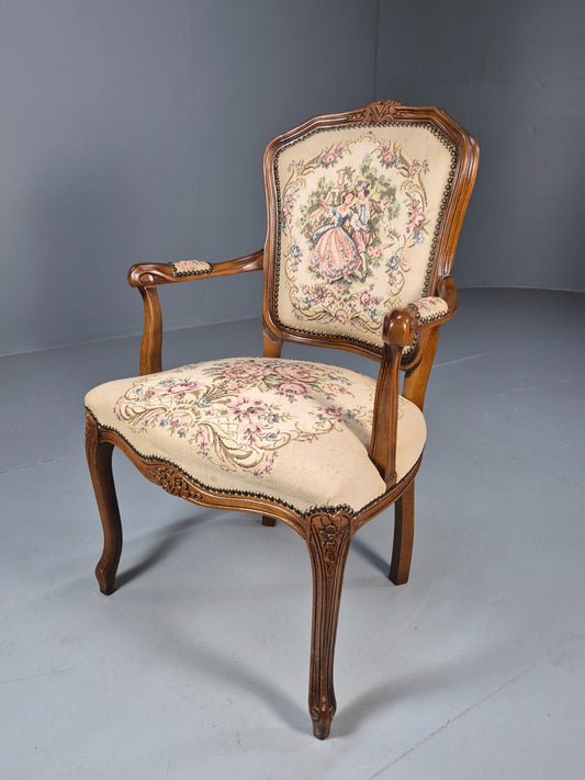 Vintage Rococo Armchair French Style Danish Made Floral 1960s Retro EB9638 VCAR - UKDK FURNITURE