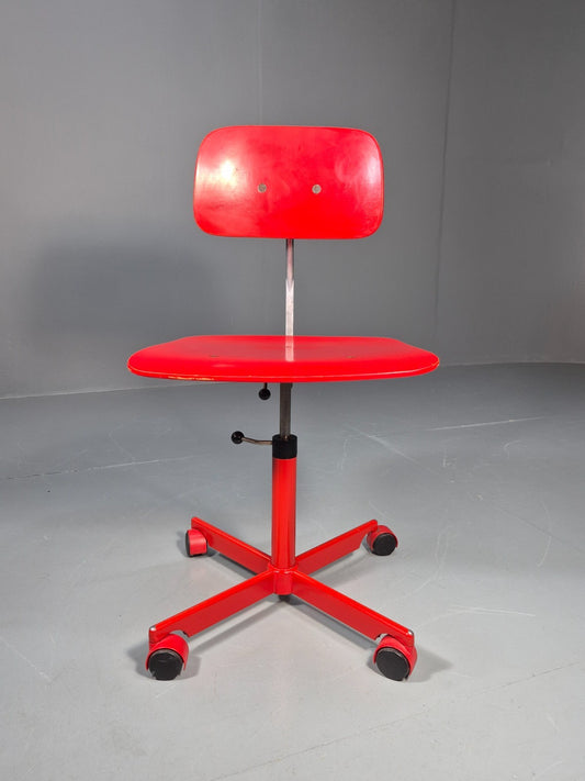 1960s Kevi Task Desk Chair Jorgen Rasmussen MCM Danish Retro Red EB10814 MSWI1