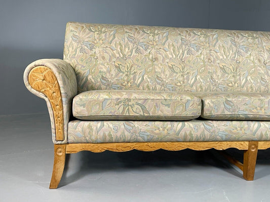 EB6748 Vintage Danish 3 Seat Sofa Oak Frame Floral Kjaernulf 1970s Retro V3SS - UKDK FURNITURE