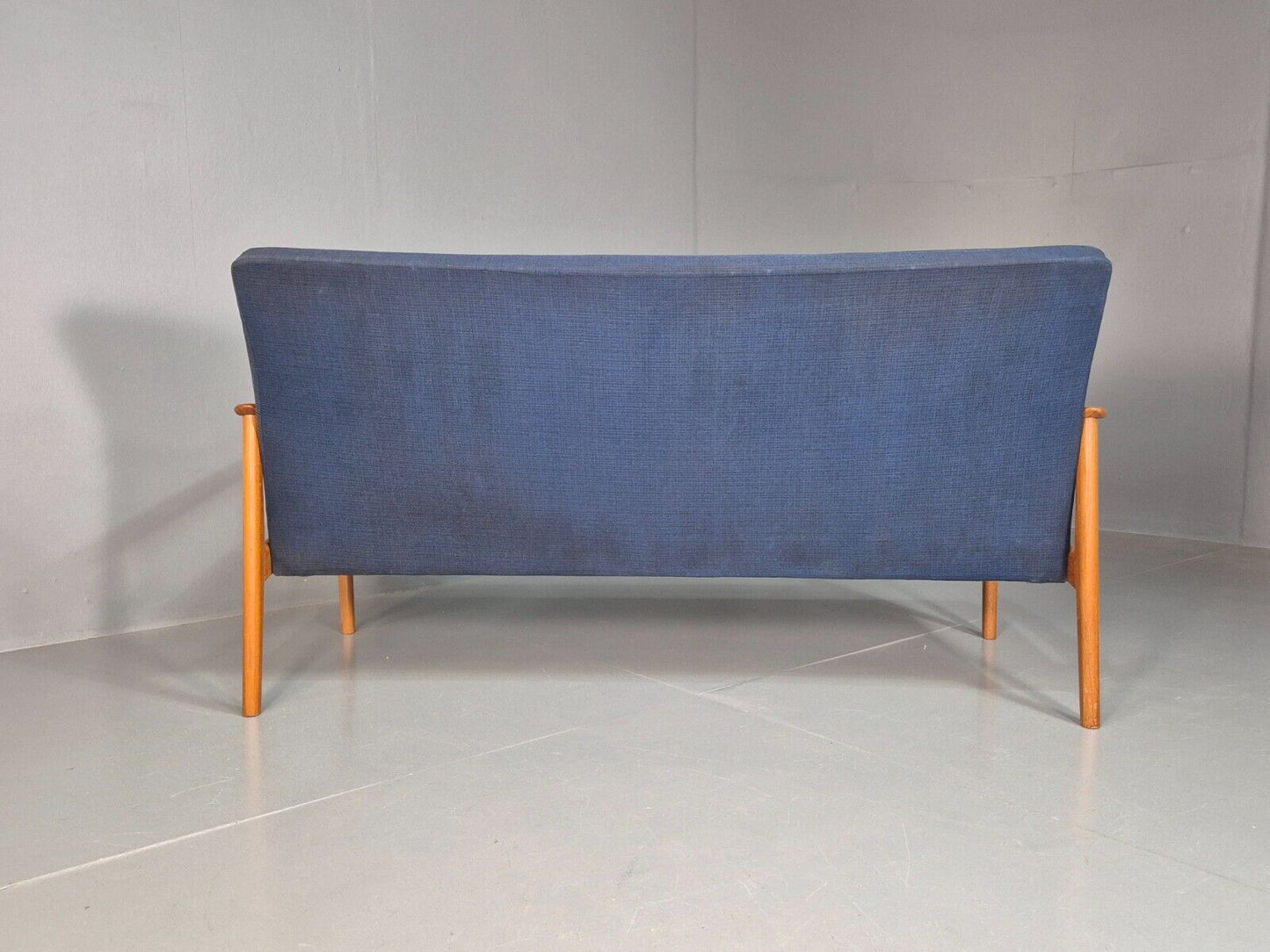 Vintage Swedish 2 Seat Sofa Blue Teak Frame 1960s Retro MCM EB7752 M3SS - UKDK FURNITURE