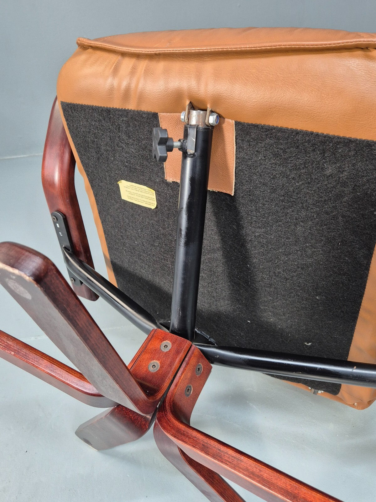 Vintage Tan Leather & Vinyl Swivel & Reclining Chair Danish Retro EB9265 MSWI - UKDK FURNITURE