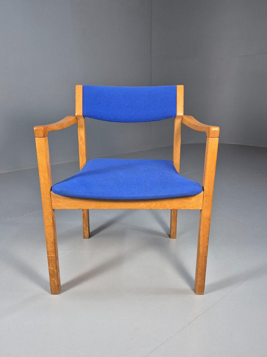 Vintage Danish Mid Century Armchair, Blue Cloth, Oak Frame 1970s MCM EB9381 MDIN - UKDK FURNITURE