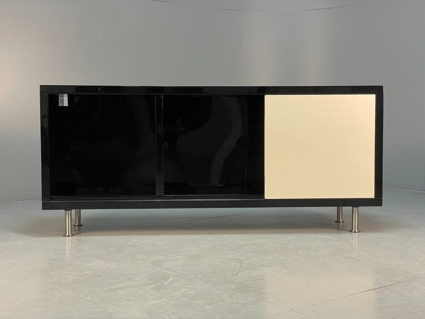 Modern Gloss Black Media Unit Sideboard With Metal Legs EB8660 MWOO - UKDK FURNITURE