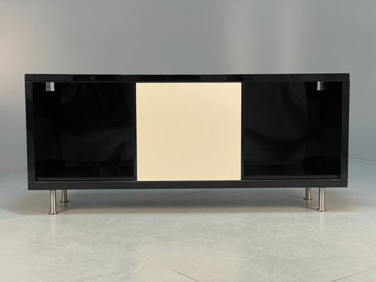 Modern Gloss Black Media Unit Sideboard With Metal Legs EB8660 MWOO - UKDK FURNITURE