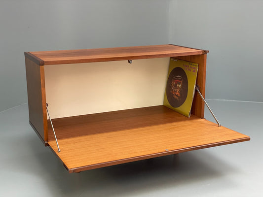 Vintage Teak Record Cabinet 1970s Retro Design Drop Door Storage EB9740 MWOO - UKDK FURNITURE