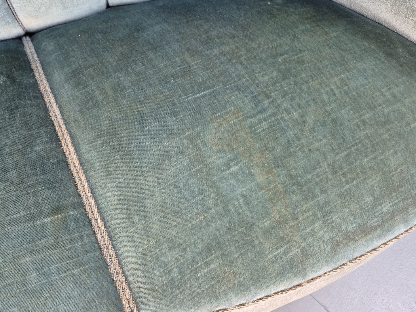 Vintage Danish Art Deco Sofa Blue Velvet Velour Oak Frame Shell Back EB9591 V3SS - UKDK FURNITURE