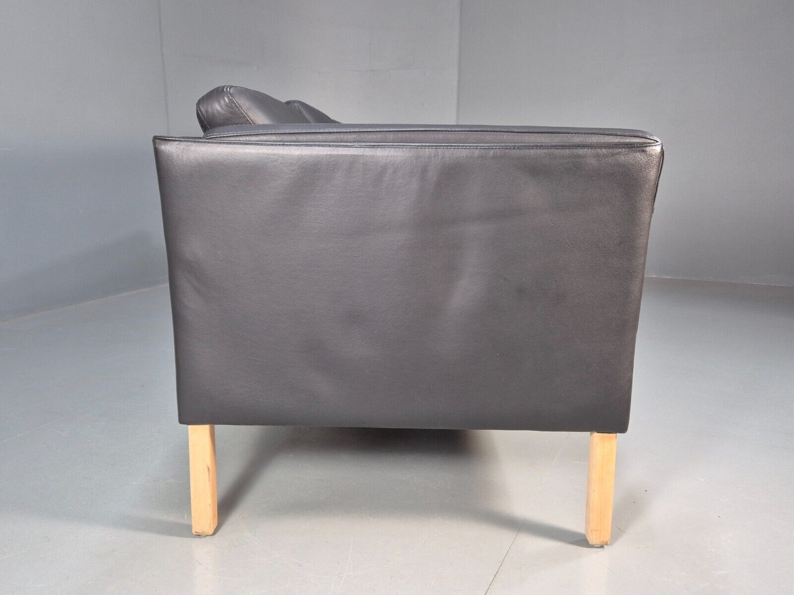 Vintage Danish 3 Seat Sofa Black Leather MId Century Retro 1980s EB8625 M3SS - UKDK FURNITURE