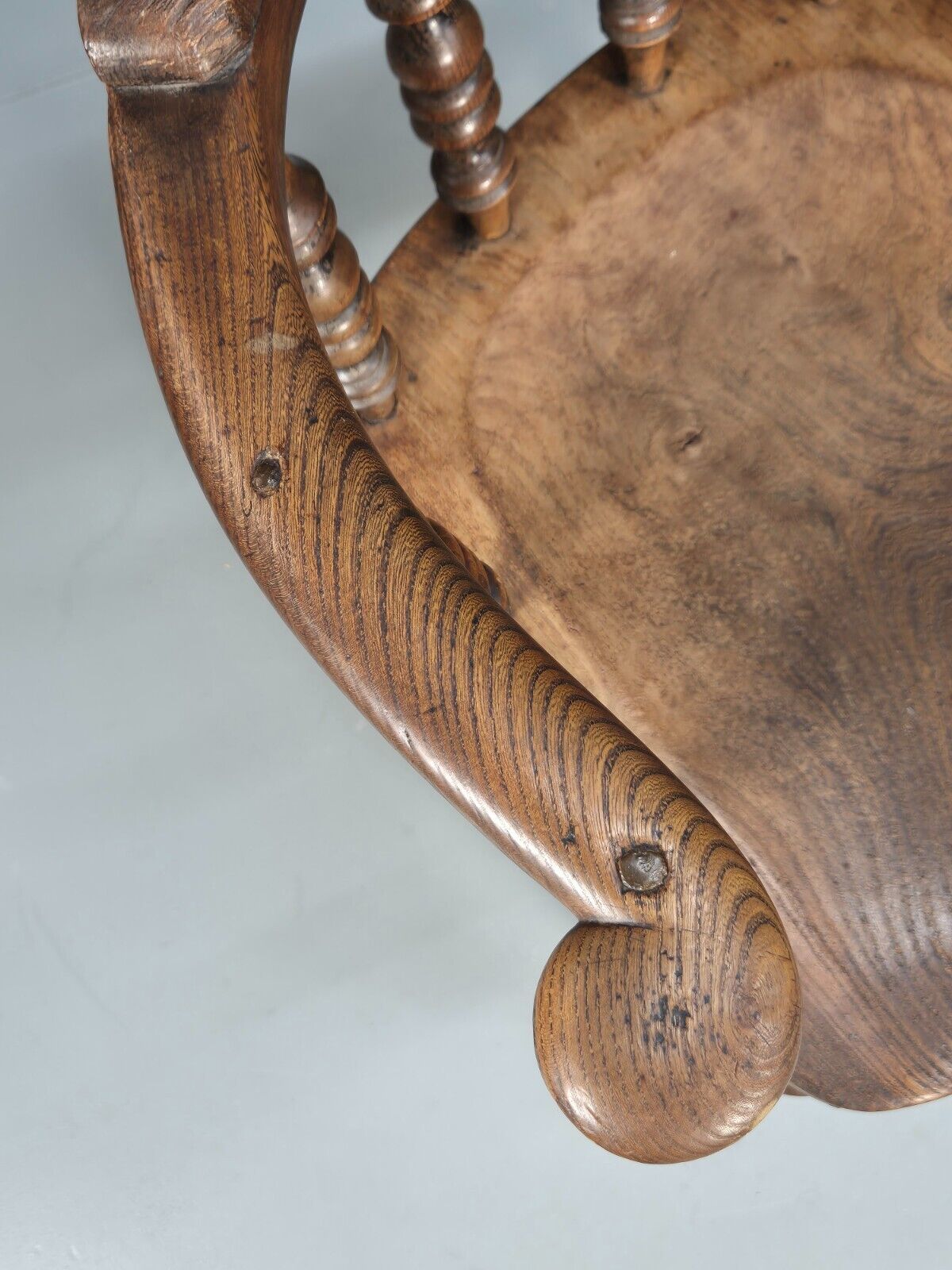 Vintage Oak Captains Chair Turned Stretchers Antique EB9030 VDIN - UKDK FURNITURE