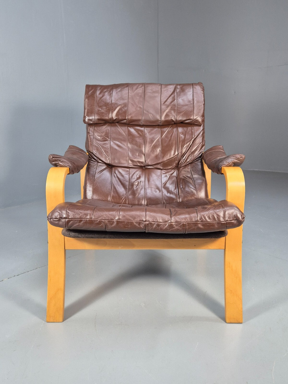 Brown Leather Bentwood Armchair Danish Modern Design Mid Century EB9248 MBEN - UKDK FURNITURE